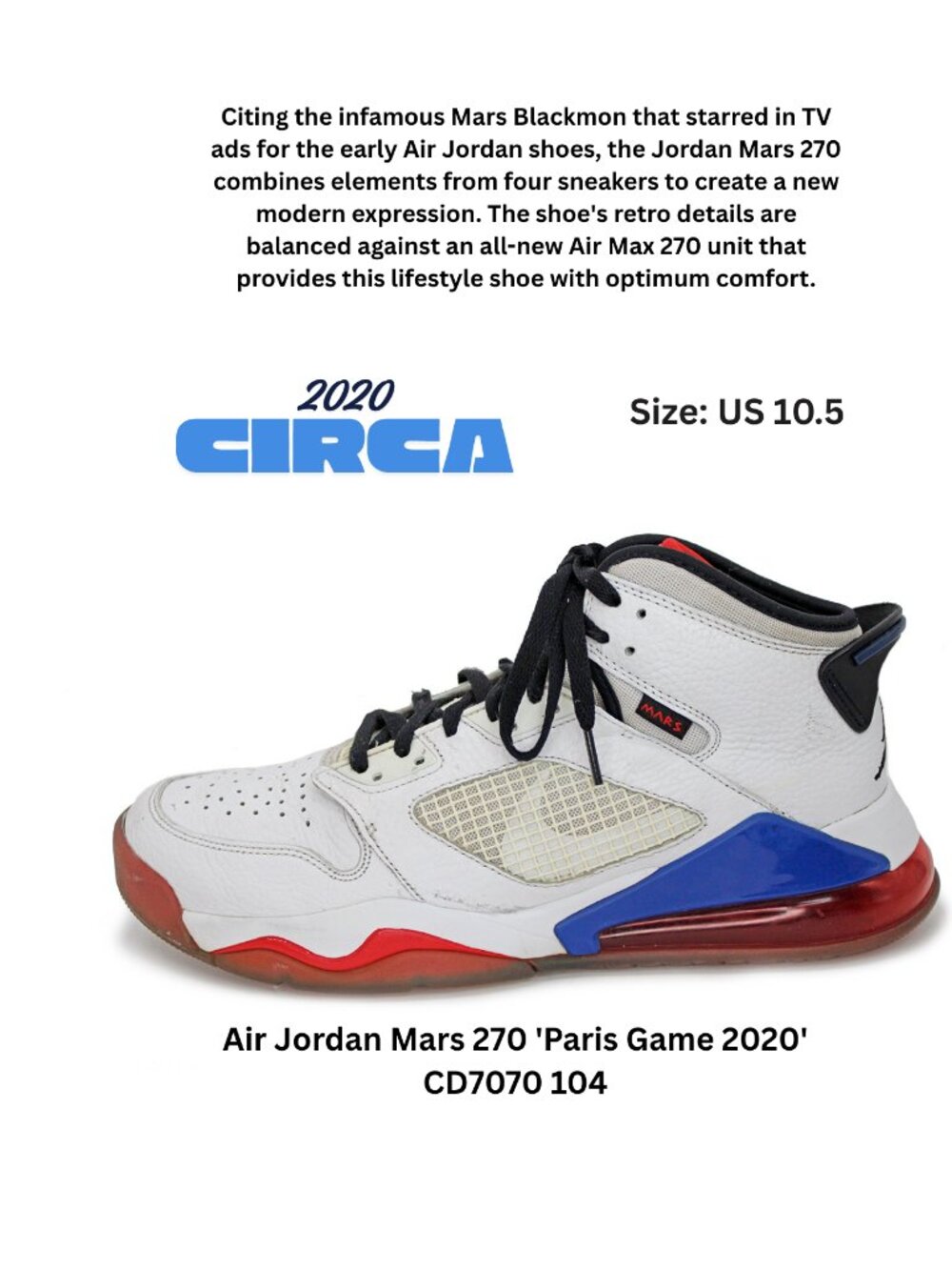 Air Jordan Mars 270 'Paris Game 2020' CD7070 104